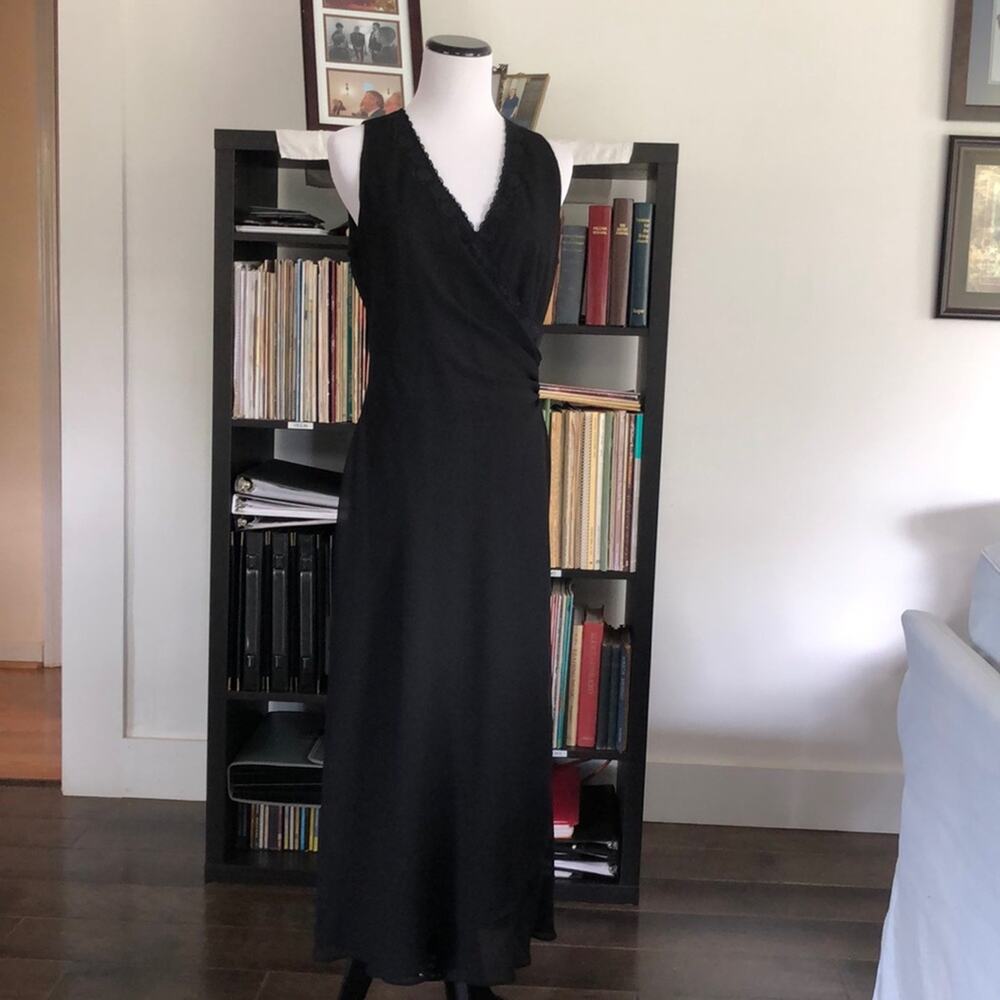 Jones New York Black Bias Chiffon Midi Dress, 8